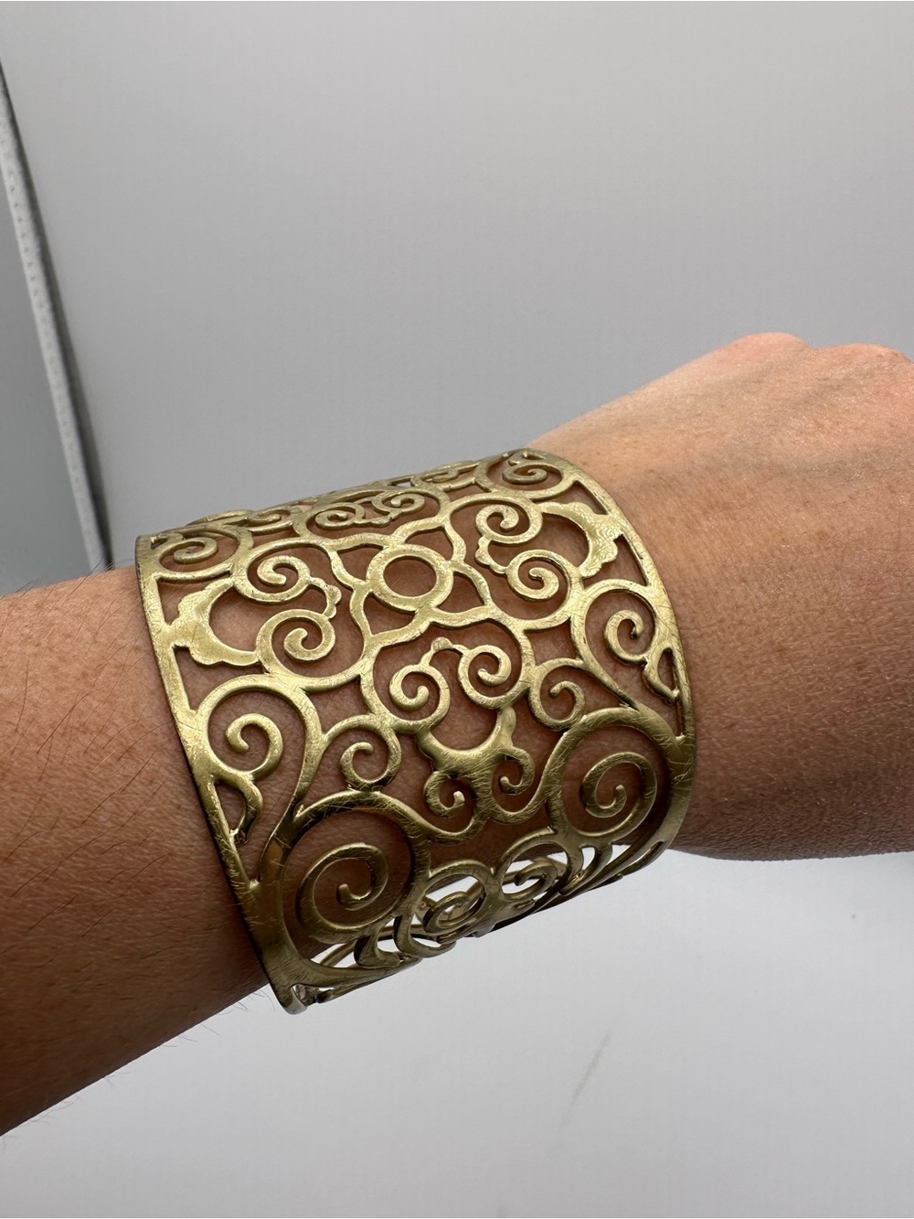 Gold Filigree Wide Cuff Bracelet
